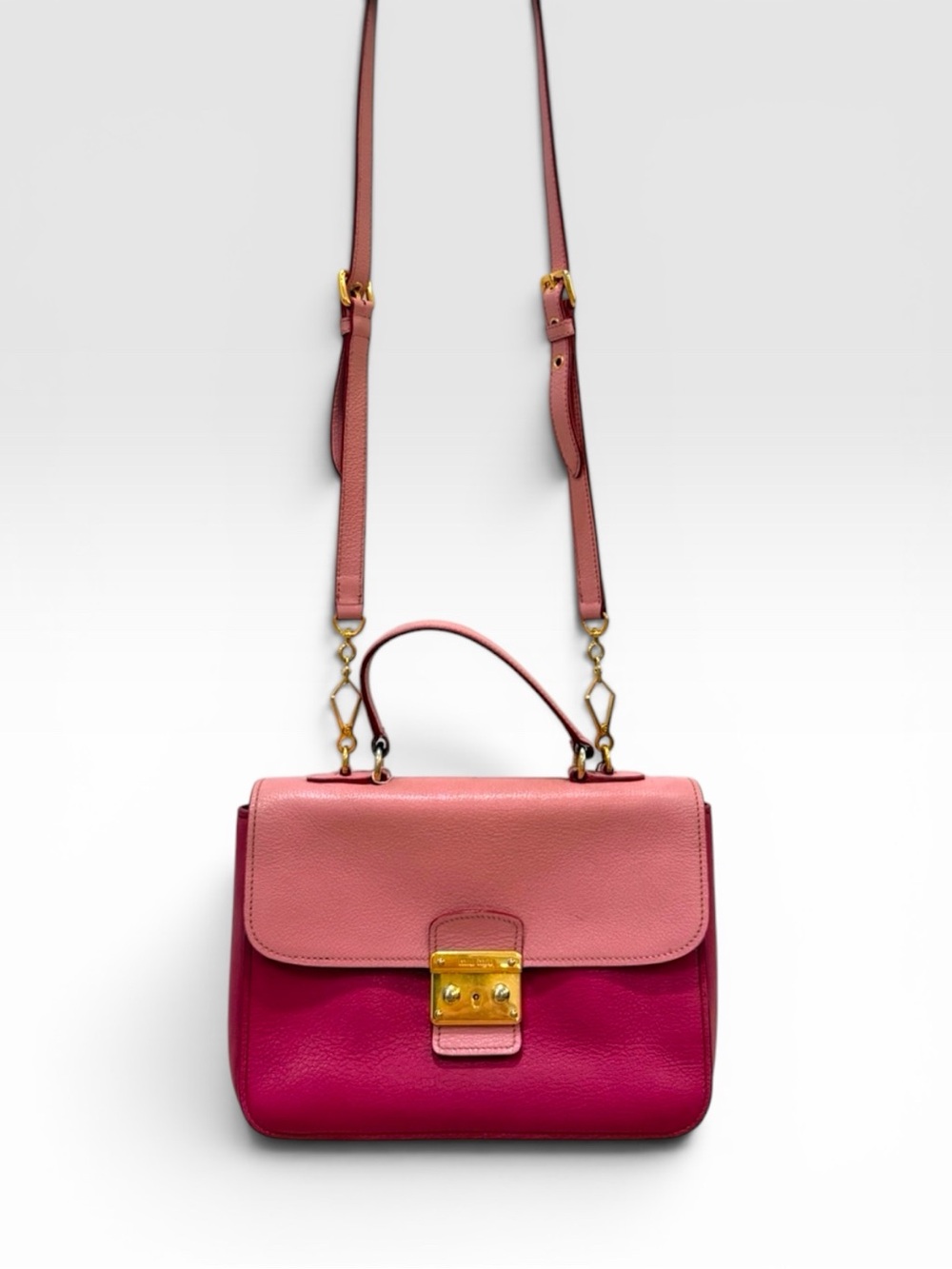 MIU MIU Madras leather crossbody bag - Pink/Hot Pink + COA | PreLOVED